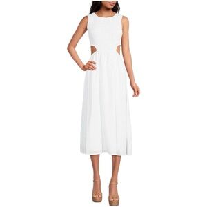 Every Sleeveless Cut Out Smocked Round Neck Midi Dress Size XL